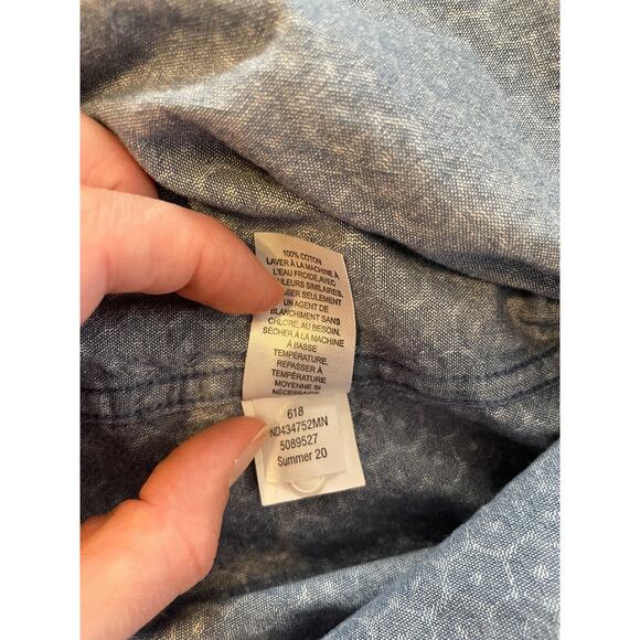 1901 Mens Medium Polo Short Sleeve Button Down All Cotton Regular Blue White - Picture 11 of 12